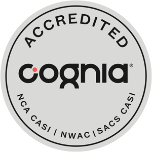 Cognia Badge logo, Accredited Cognia NCA,CASI, NWAC, SACS, CASI