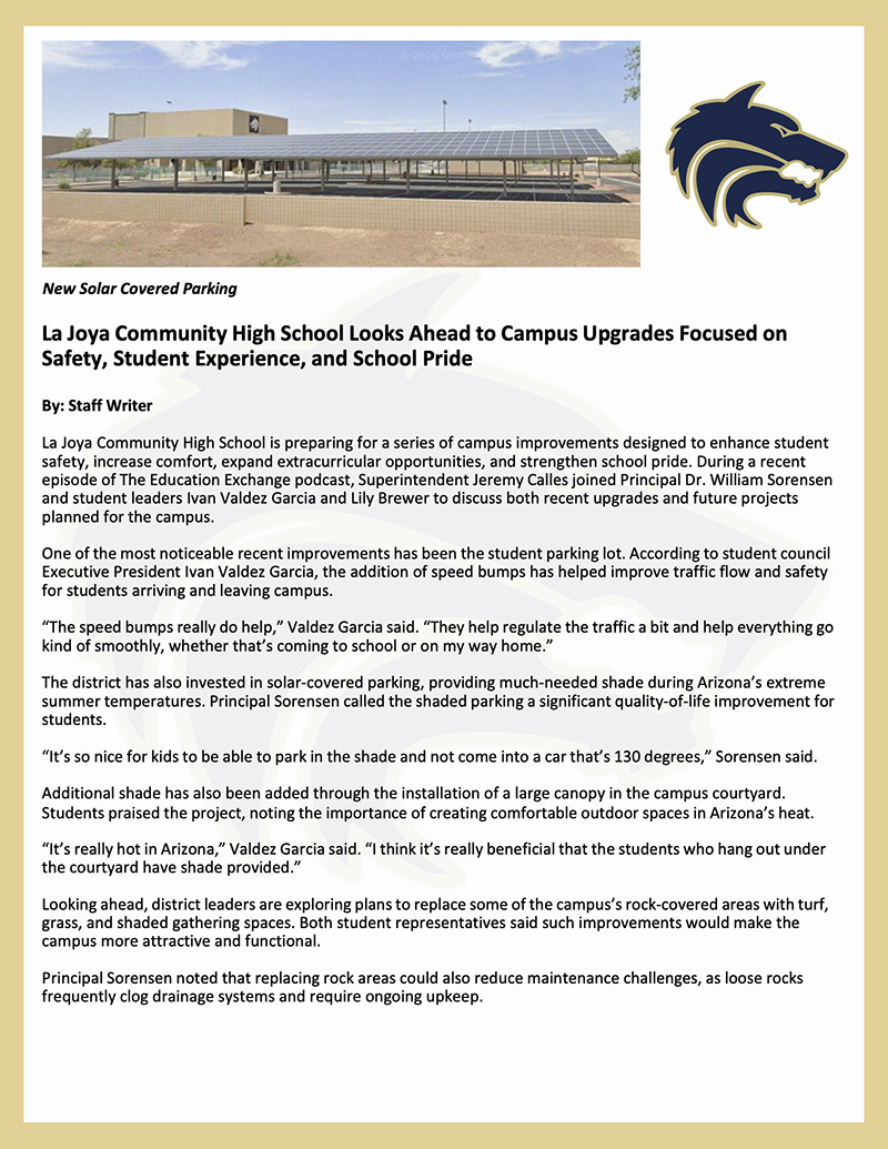 La Joya Bond Improvements Article in English