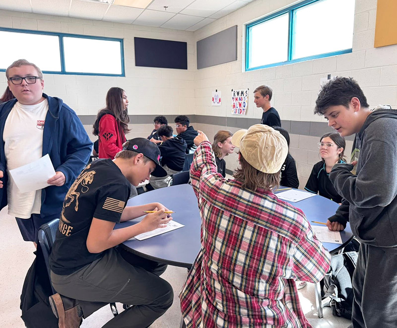 Students engaged in a classroom activity
