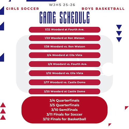 Game Schedule for girls soccer and boys basketball for 2025-2026