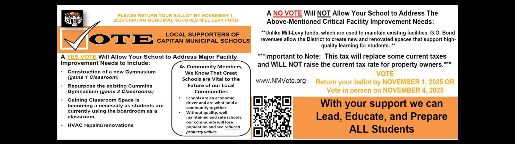 General Obligation Bond Election - With your support we can lead, educate, and prepare all students