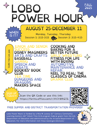 Lobo Power Hour Student flyer