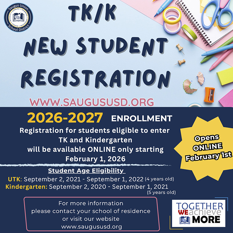 TK/K New Student Registration flyer
