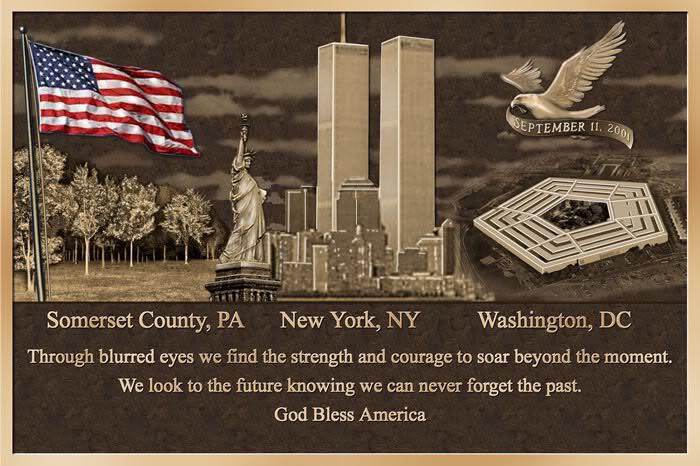 Through blurred eyes we fine the strength and courage to soar beyond the moment. We look to the future knowing we can never forget the past. God Bless America