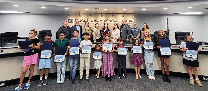Group of students recognized by the board to receive the Responsibility Award