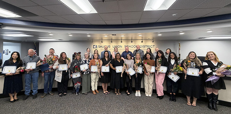 Saugus USD teacher honored during a school board meeting