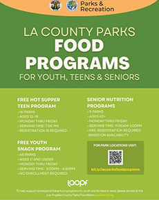 LA County Parks Food Programs for Youth, Teens, and Seniors
