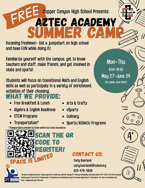 Aztec Academy Summer Camp Flyer
