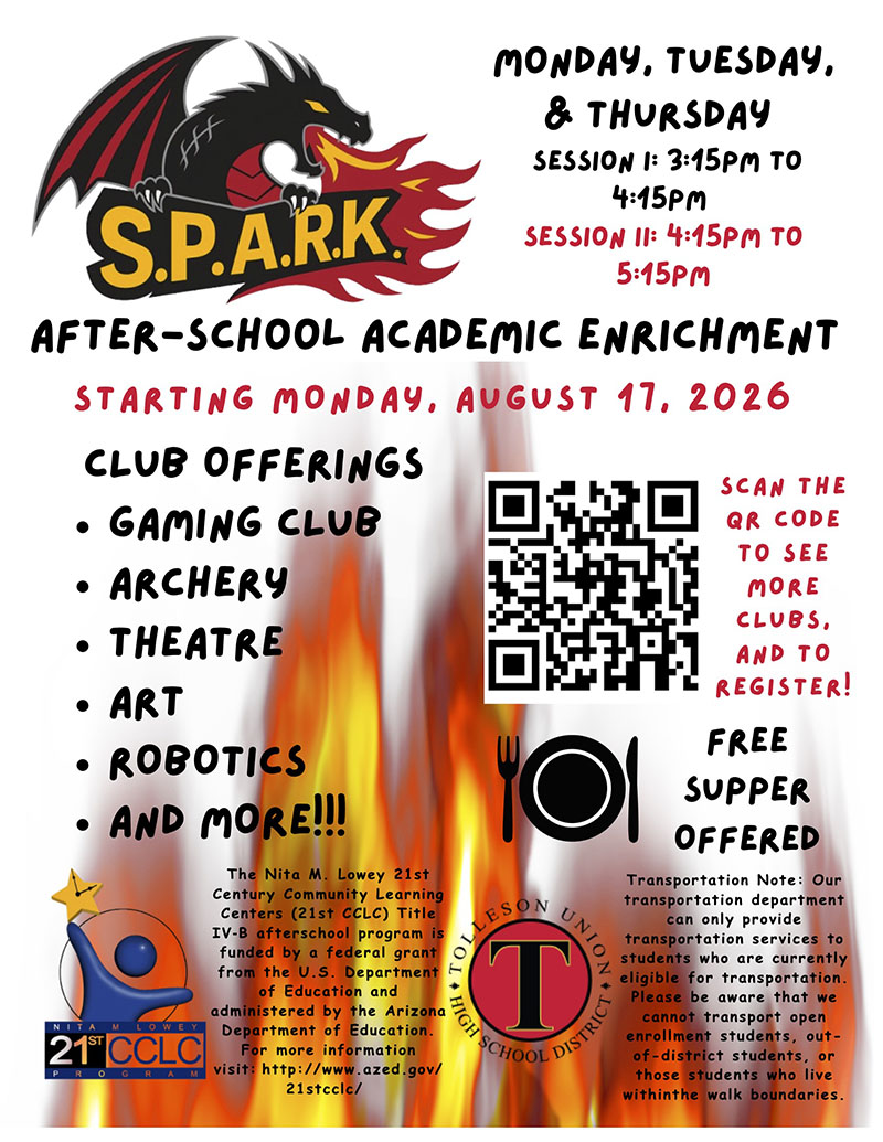 SPARK After-School Academic Enrichment flyer