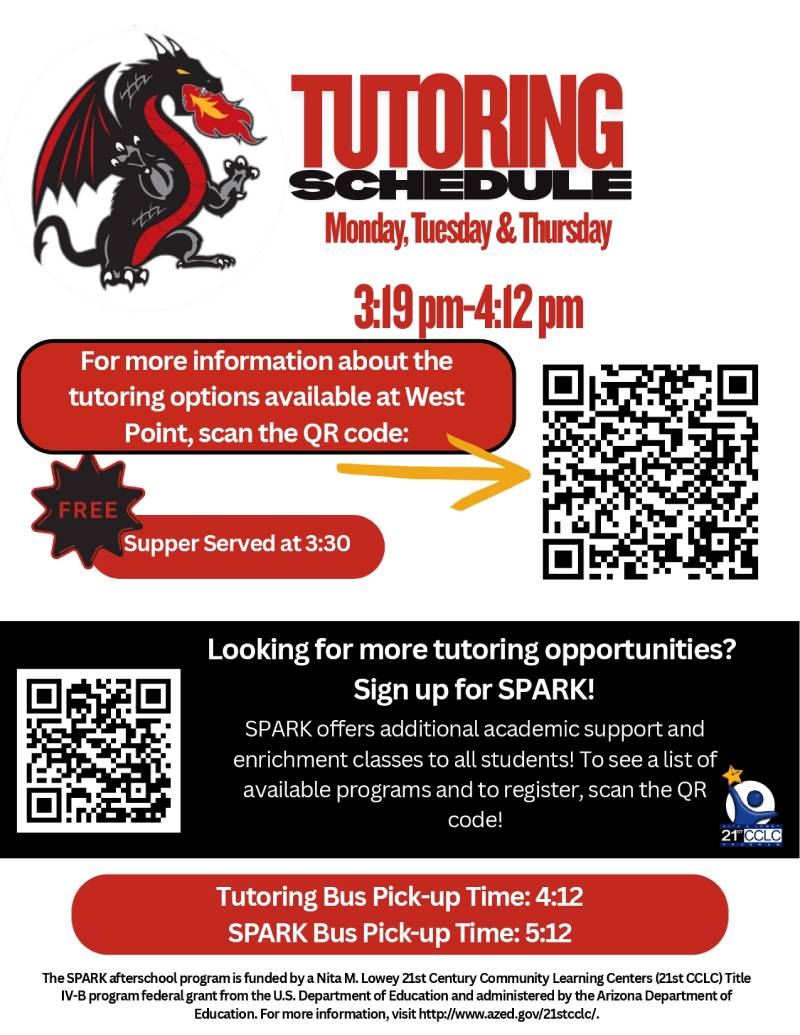 Title I Tutoring Schedule Flyer