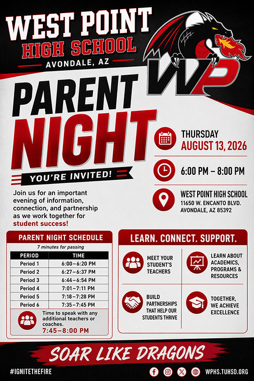 West Point High School Parent Night flyer