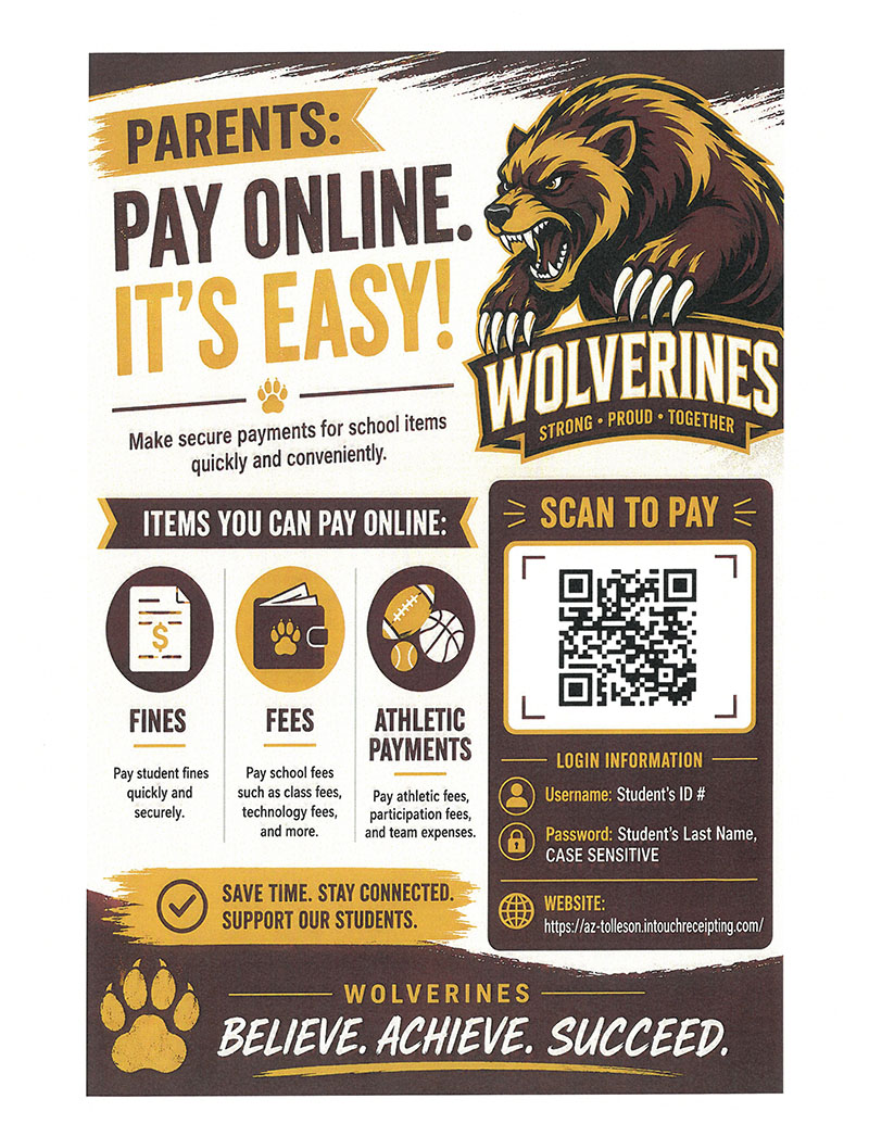 Parents flyer to pay online for athletics fees