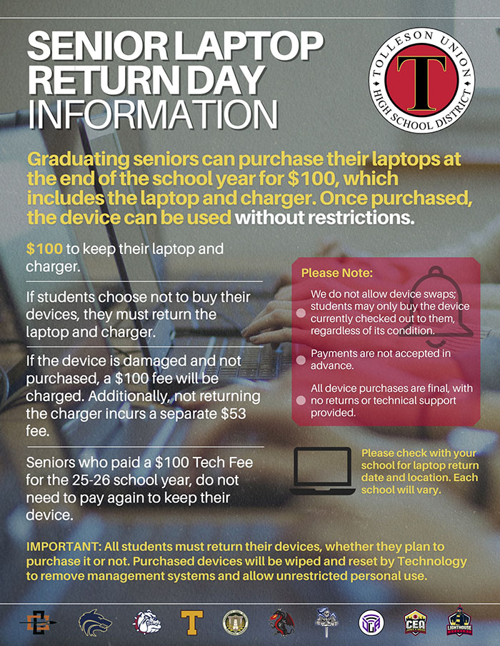 Senior Laptop Return Day Information flyer