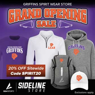 Griffins Spirit Wear Store grand opening sale 20% off sitewide Code SPIRIT20. Sideline store