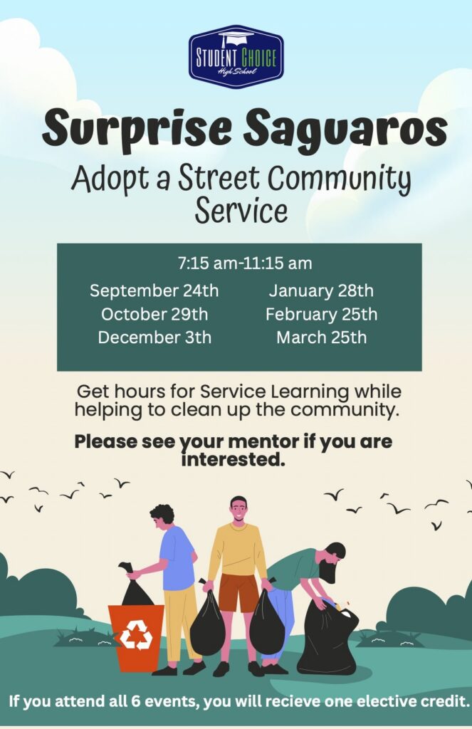 Surprise Saguaros Adopt a Street Community Service flyer