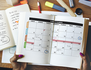 Student reviewing their planner