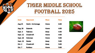 Middle School Football Schedule