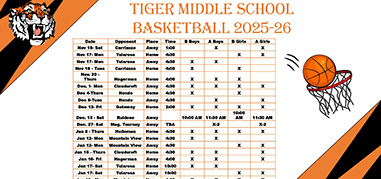 Middle School Basketball Schedule