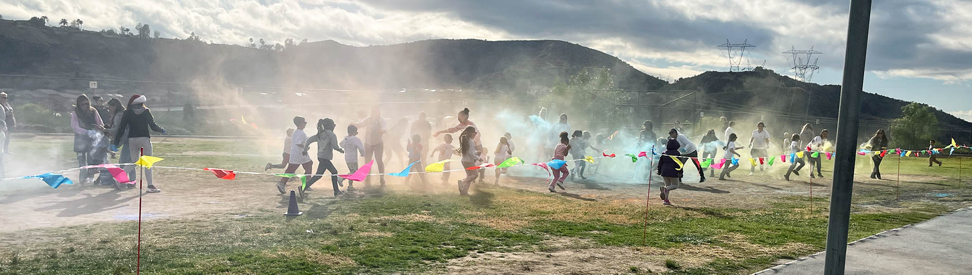 Students participating in a color run
