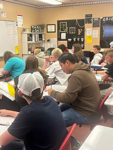 Students working in a classroom