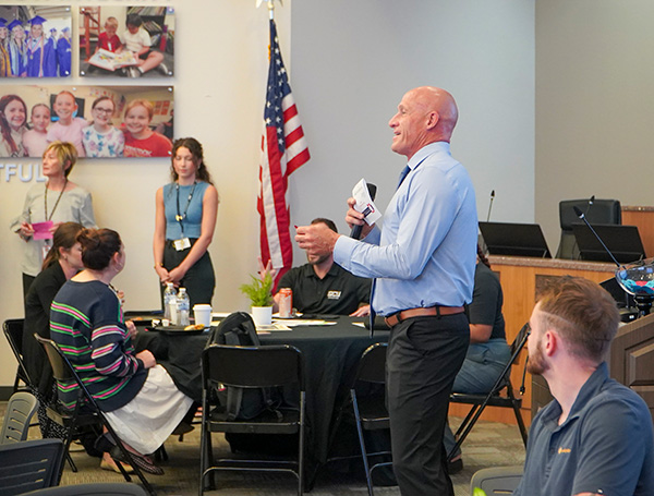 QCUSD Superintendent Perry Berry speaking at an event