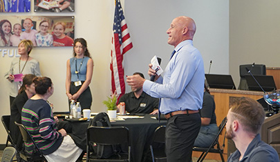 QCUSD Superintendent Perry Berry speaking at an event