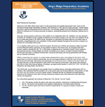 King’s Ridge Preparatory Academy Principal’s Letter