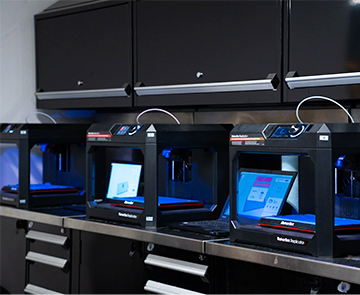 Brand new 3-D printers and computers in advanced STEM classroom