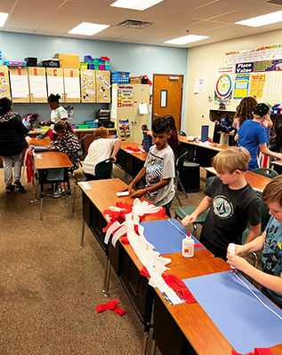 Students working on a project together