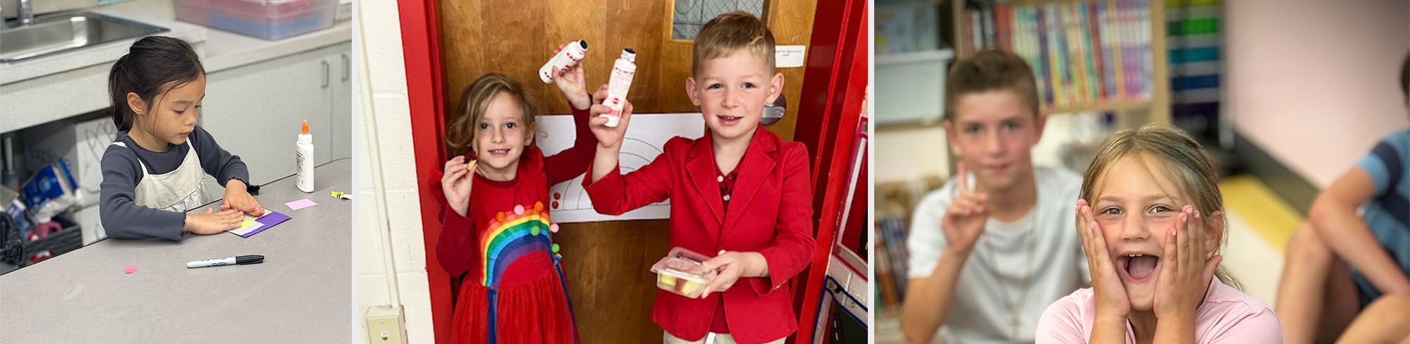 Photo collage of BES-with-glue, FES students in red, and BMES OMGosh