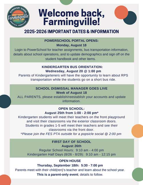 2025–2026 Important Dates and Information flyer