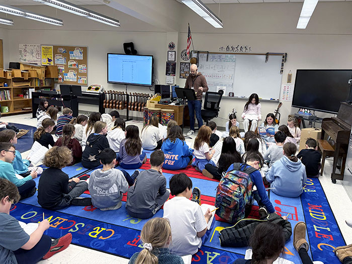 Student attending music class