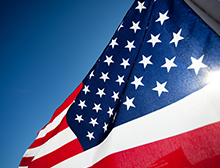 USA flag and blue sky