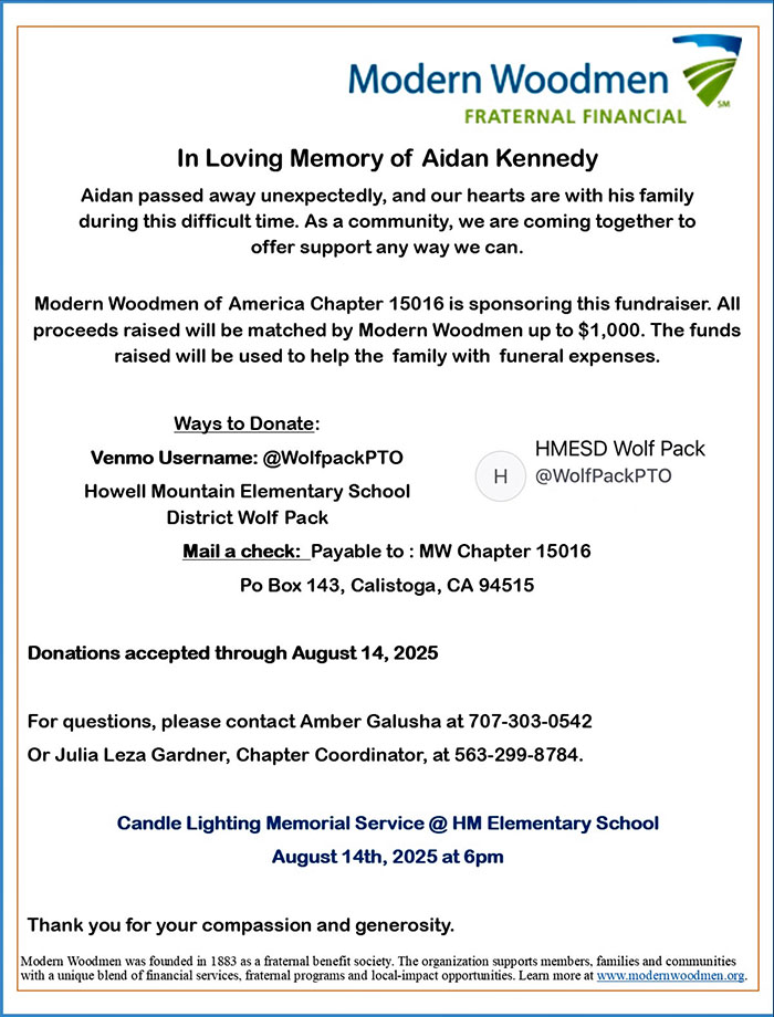 In loving memory of Aidan Kennedy fundraiser flyer