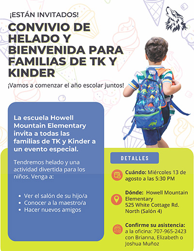 TK/K Family Orientation Ice Cream Social Flyer - Spanish