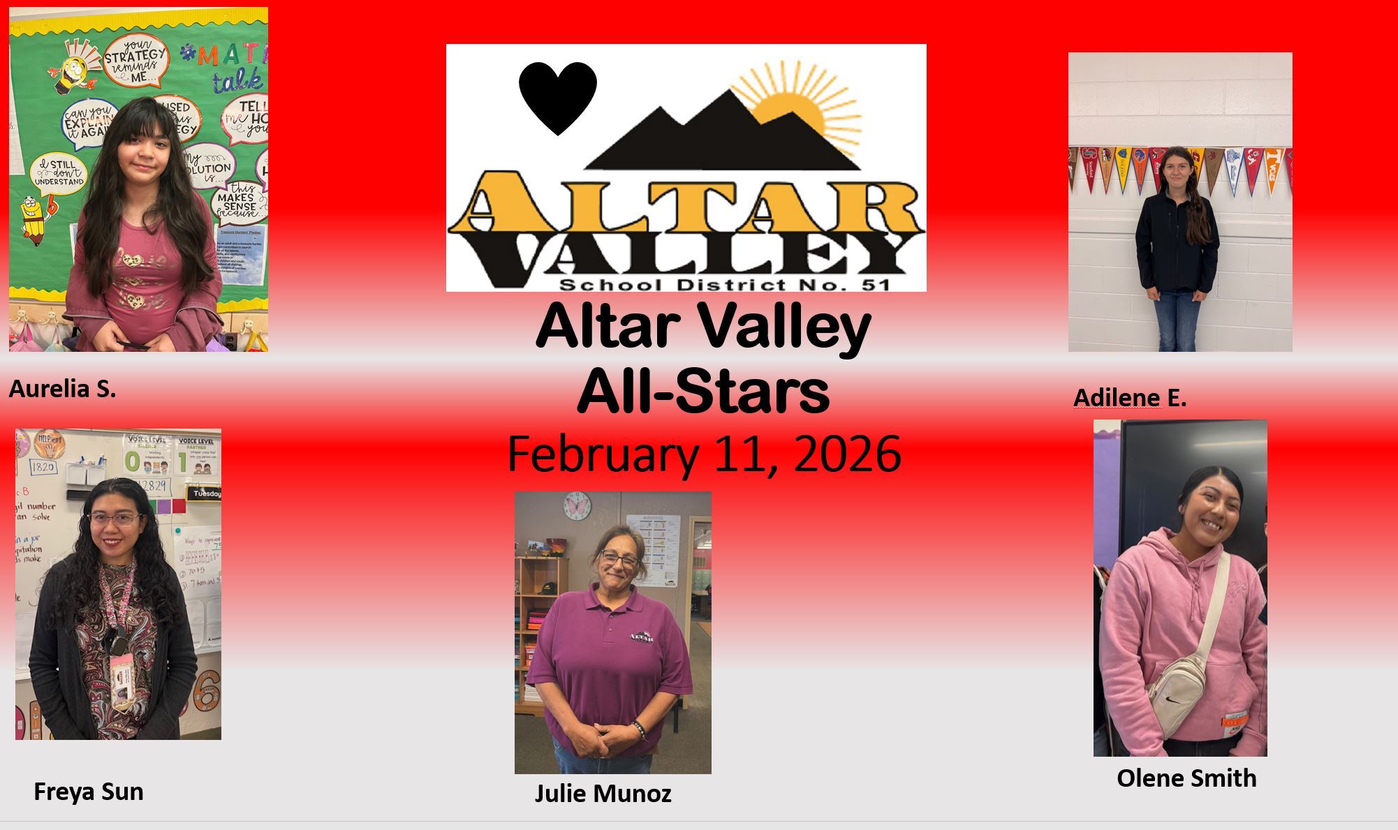 Altar Valley All-Stars for February 11, 2026: Aurelia, Adilene, Freya, Julie, and Olene