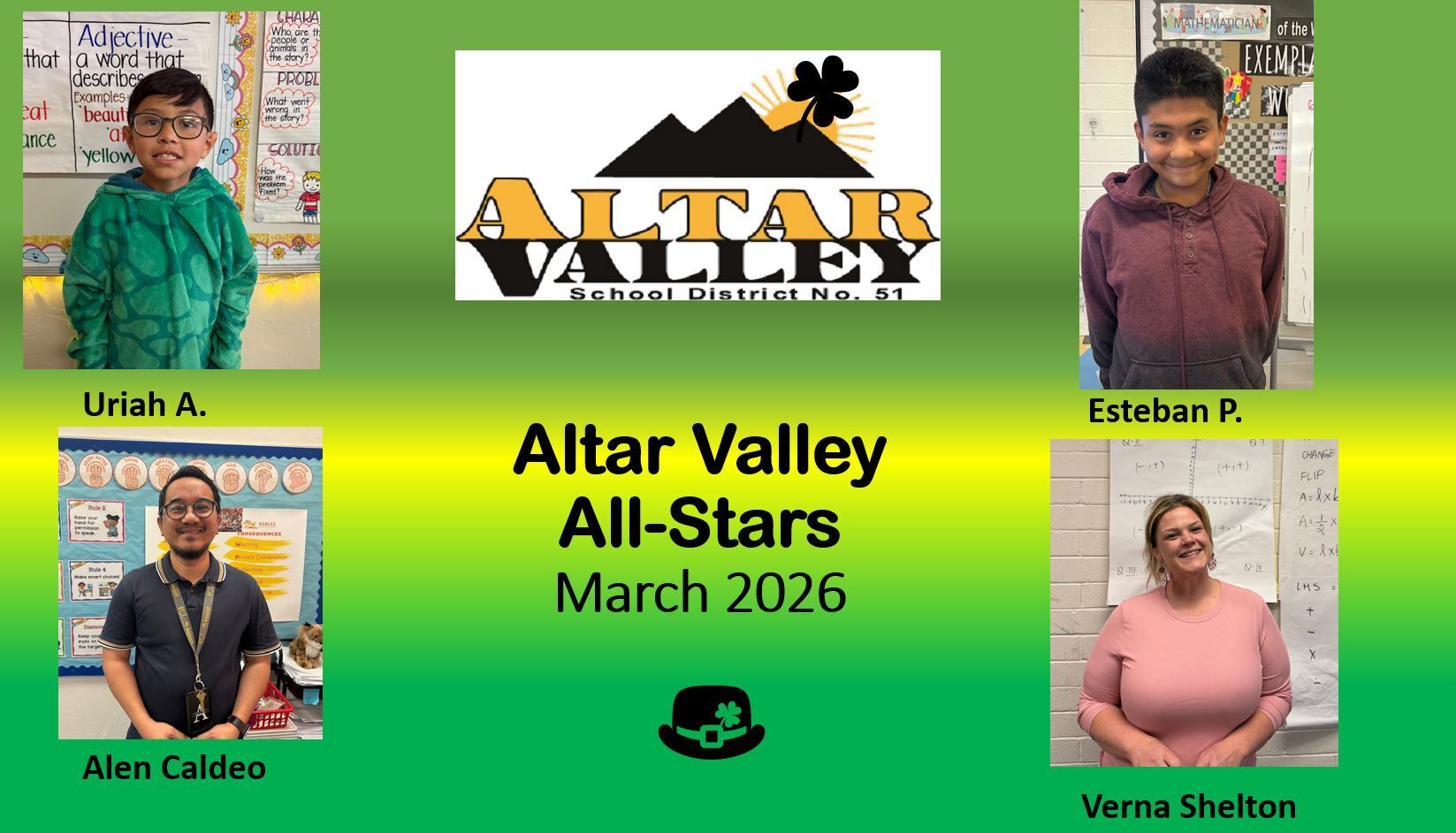 Altar Valley All-Stars for March 2026: Uriah, Esteban, Alen, and Verna