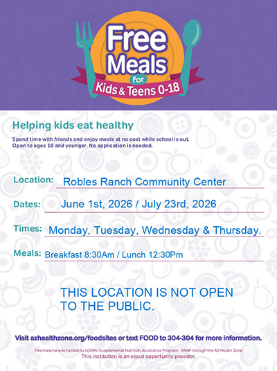 Community Center Summer Meals Flyer