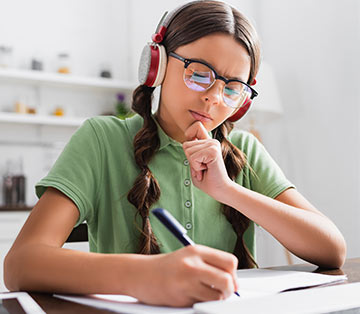 Student doing homework
