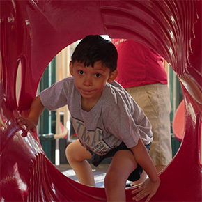 boy playing on playground