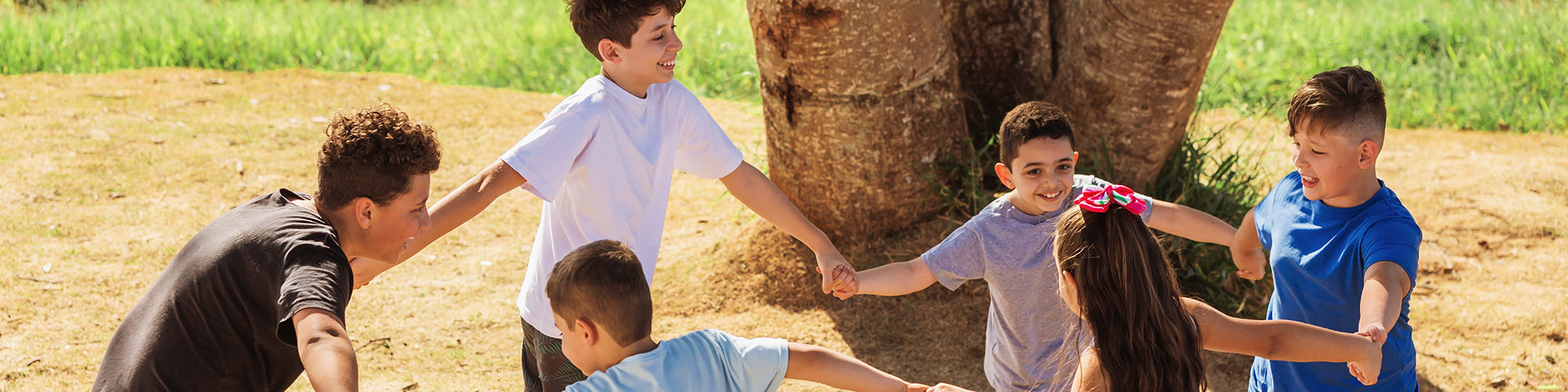 Students playing together outside