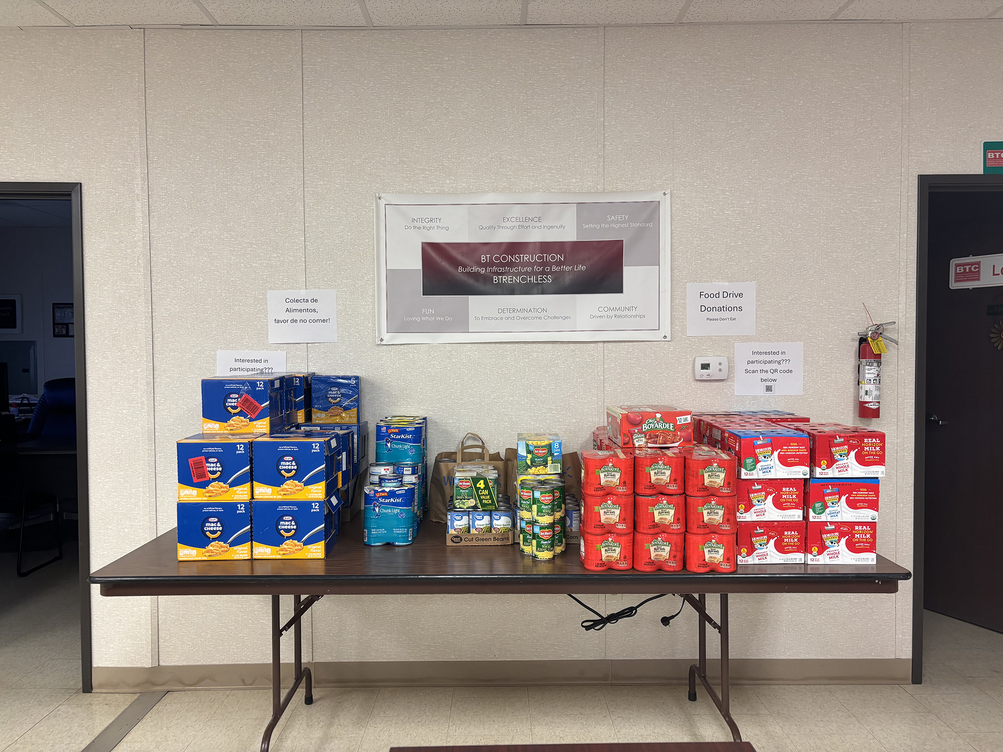 Boxed and canned food items on a table