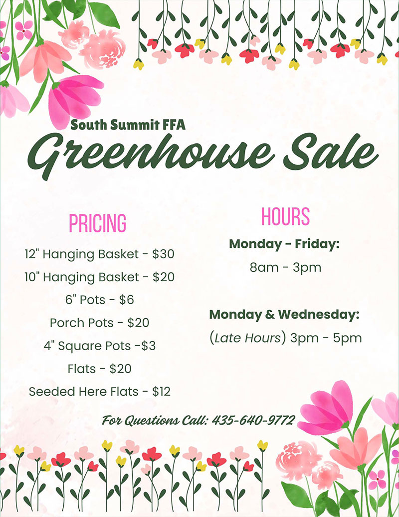 South Summit FFA Greenhouse Sale flyer