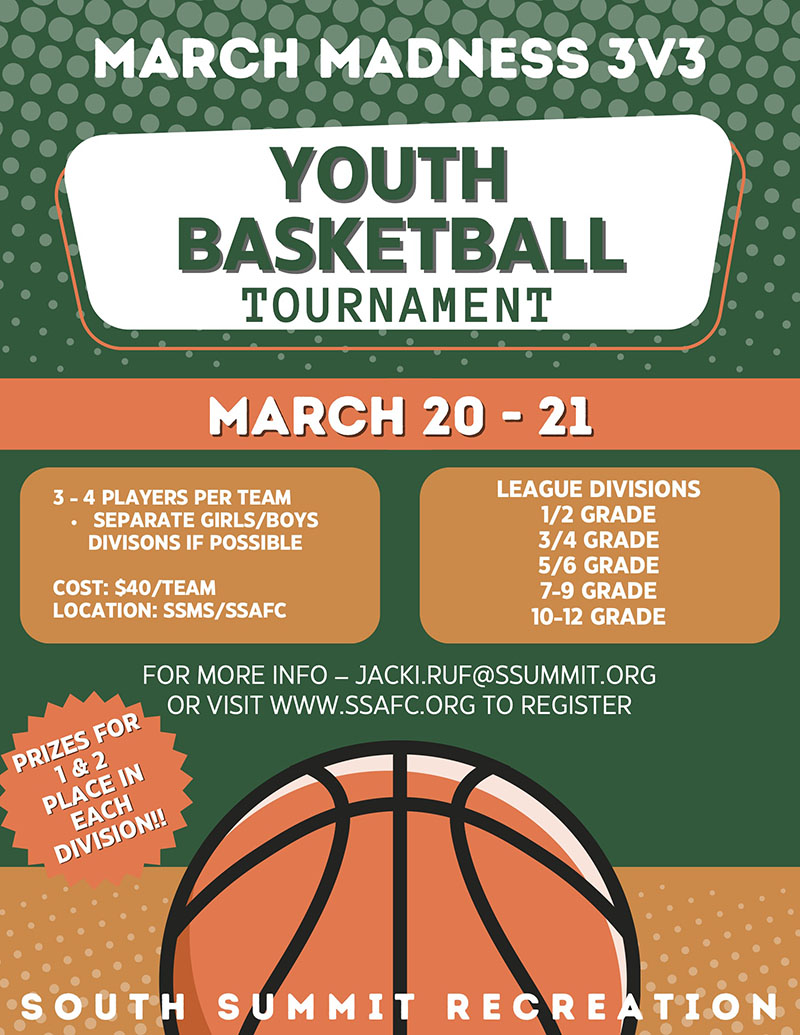 March Madness 3V3 Youth Basketball Tournament flyer