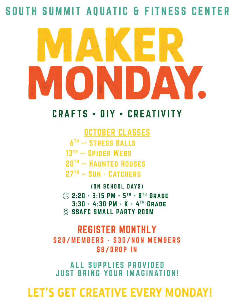 Maker Monday October classes flyer