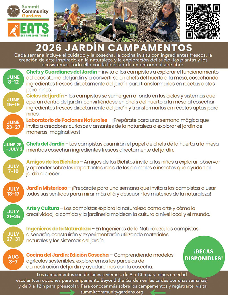 2026 Garden Camps Flyer - Spanish