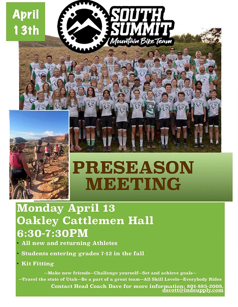 South Summit Mountain Bike Team Preseason Meeting flyer