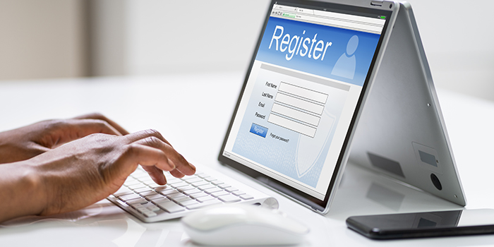 Parent filling out an online registration form