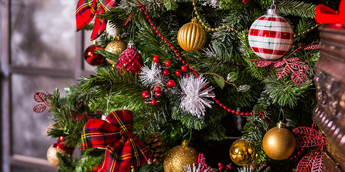 Colorfully decorated Christmas tree