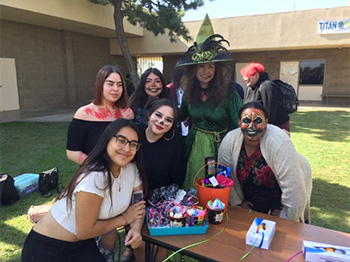 Students outside with facepaint
